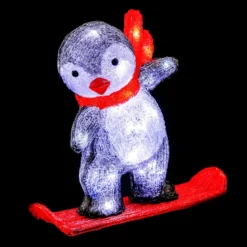 FORME ACRYLIQUE EXTERIEUR PINGOUIN SNOWBOARD 40LEDS H.30CM