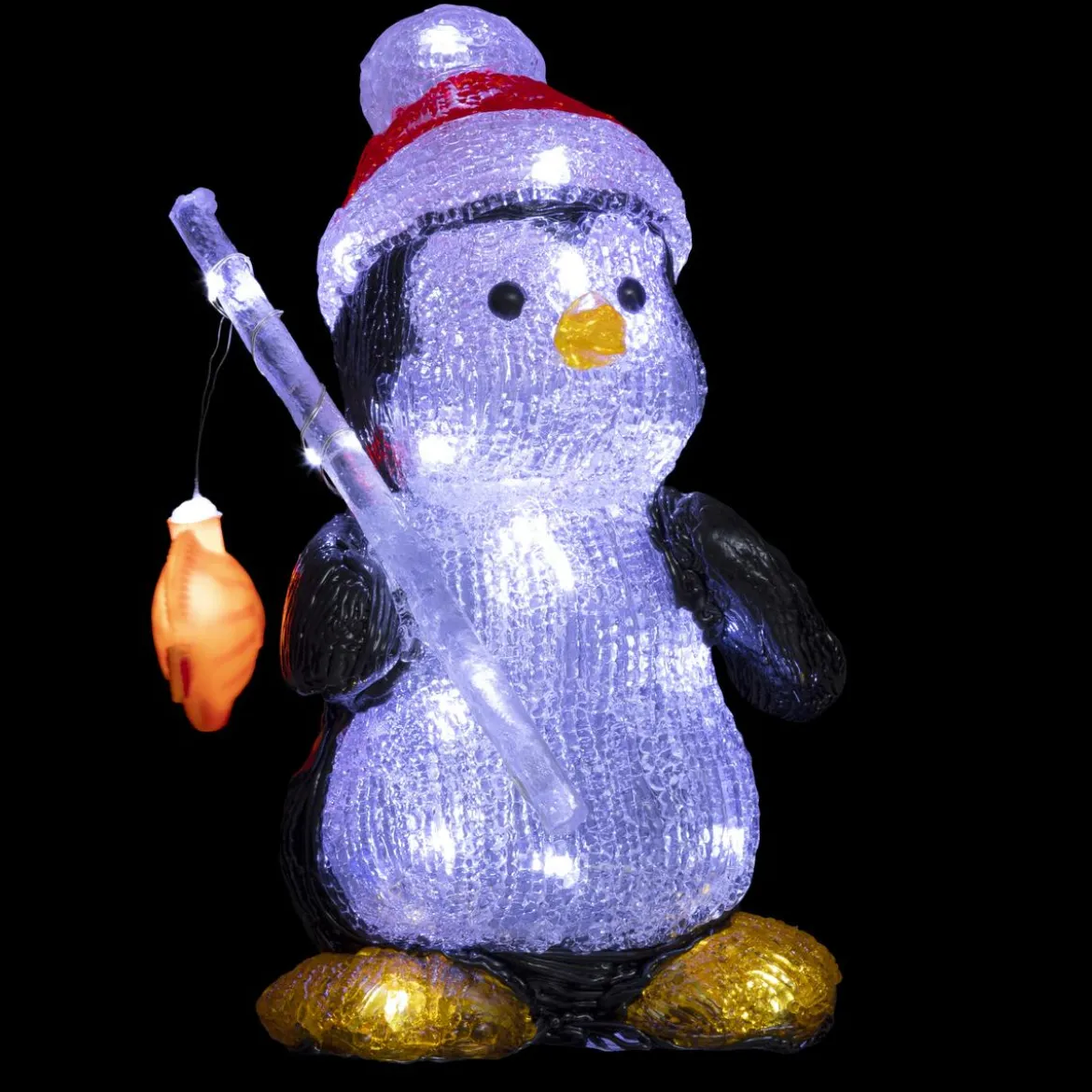 FORME ACRYLIQUE EXTERIEUR PINGOUIN PECHE 30LEDS H.25CM