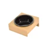 GAMELLE CERAMIQUE NOIRE D.16CM SUPPORT BAMBOU 18X20CM