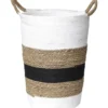 GRANDE PANIERE RONDE VEGETALE ET PAPIER BLANC NATUREL NOIR