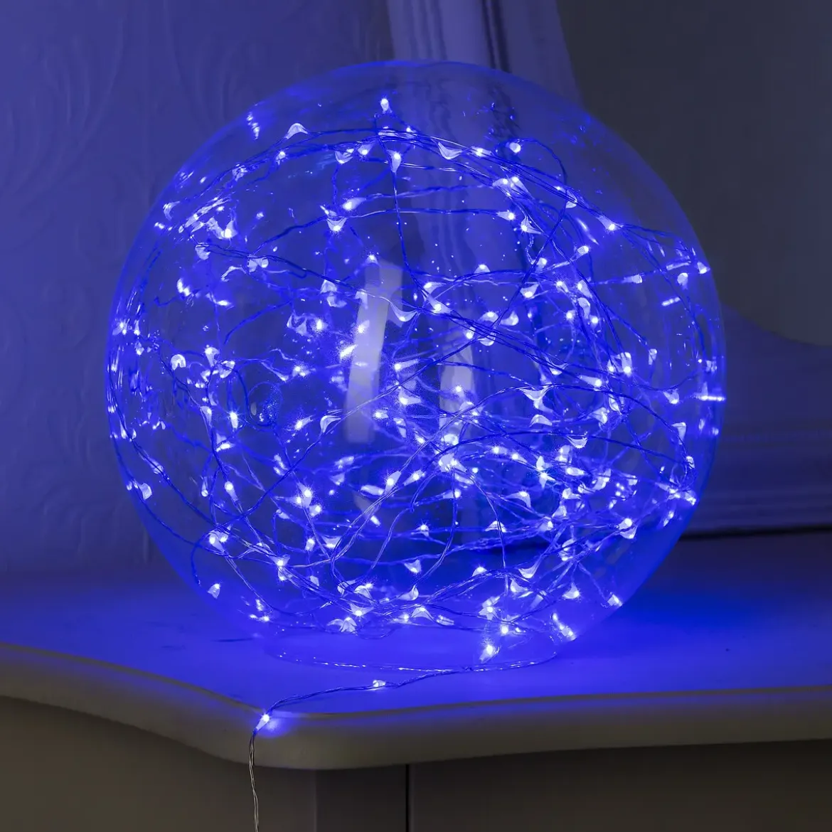 GUIRLANDE DECO INTERIEUR COPPER 40LEDS A PILES BLEU