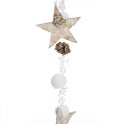 GUIRLANDE DE NOEL BOIS ETOILE BOULE 1.40M