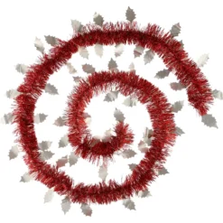 GUIRLANDE DE NOEL FEUILLE FROSTY 150X4X2M CHAMPAGNE ROUGE
