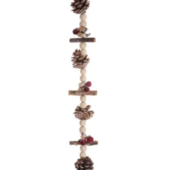 GUIRLANDE DE NOEL POMME DE PIN RONDIN PERLE 1.50M