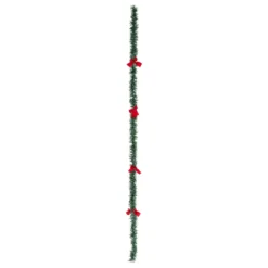GUIRLANDE DE NOEL VERTE NOEUD ROUGE BOUT BLANC 75X6X2M