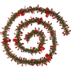 GUIRLANDE DE NOEL VERTE 100X4X2.7M HOUX ROUGE