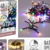 GUIRLANDE EXTERIEUR 48 LED BLANC MULTICOLORE L.3M60 PILES