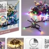 GUIRLANDE EXTERIEUR 96 LED BLANC CHAUD ET MULTICOLORE PILES