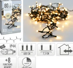 GUIRLANDE 80 LED BLANC CHAUD EXTERIEUR SECTEUR