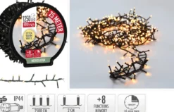 GUIRLANDE MICRO CLUSTER 1250 LED 25M BLANC CHAUD IP44