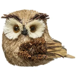 HIBOU AVEC POMME DE PIN L.15CM