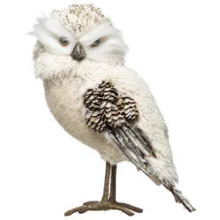 HIBOU BEIGE PAILLETTE H.23CM