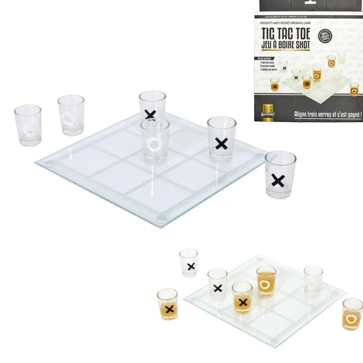 JEU A BOIRE TIC TAC TOE VERRE SHOT X9 VERRES