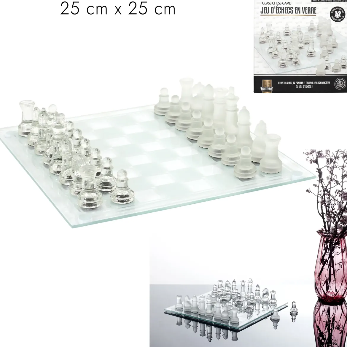 JEU ECHECS VERRE 25X25CM