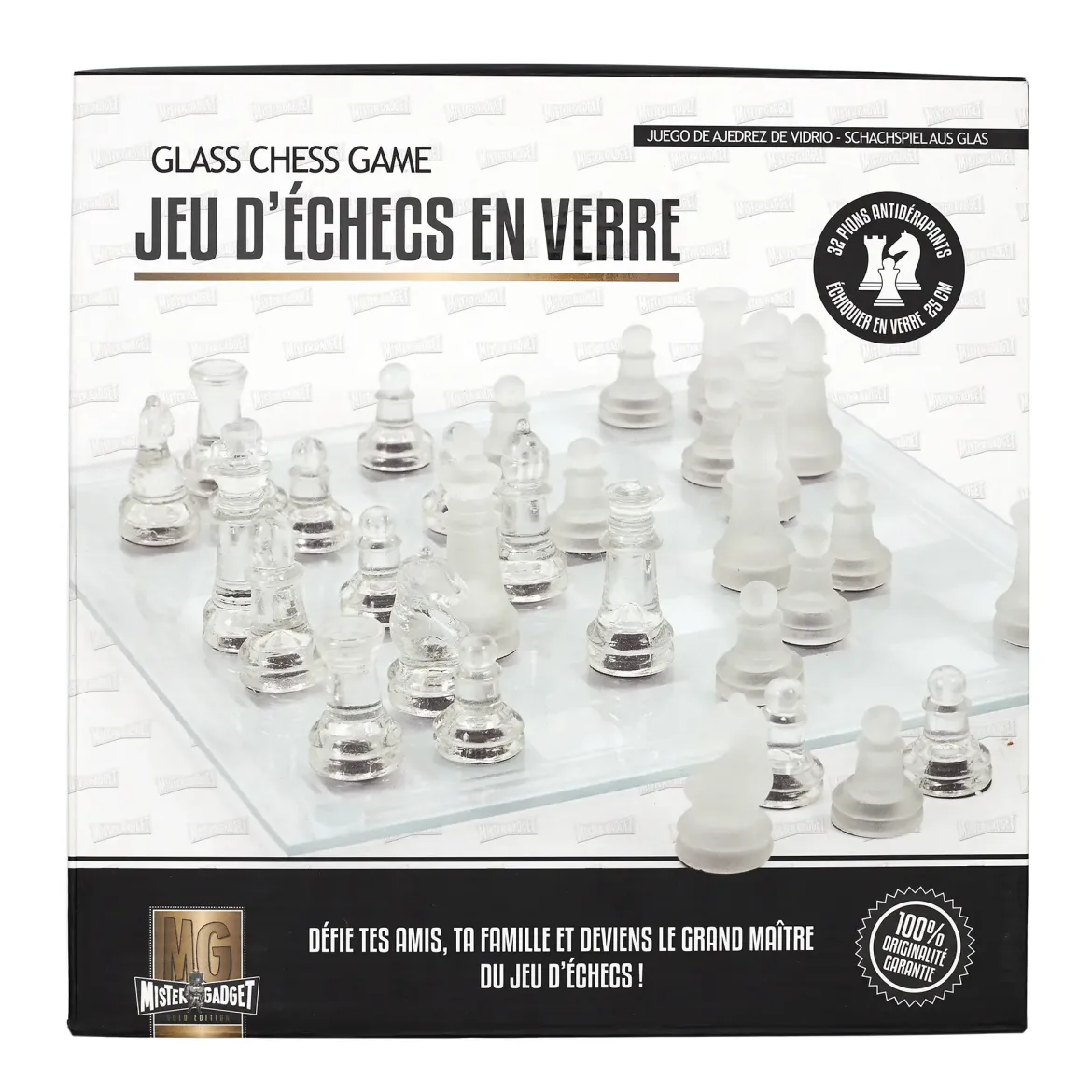 JEU ECHECS VERRE 25X25CM