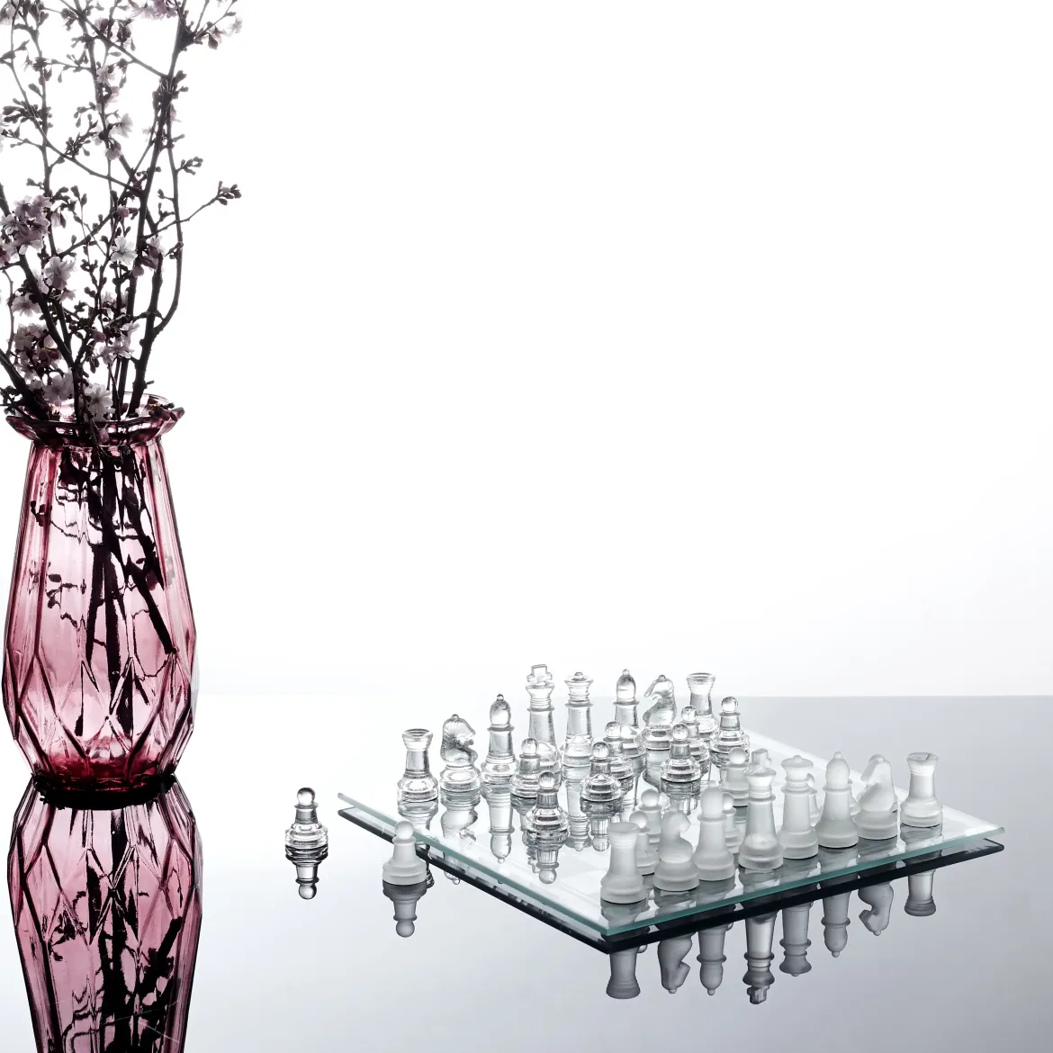 JEU ECHECS VERRE 25X25CM