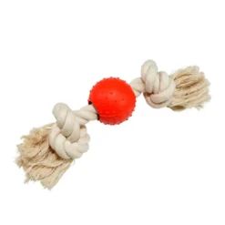 JOUET BALLE CAOUTCHOUC SUR CORDE 5X25CM ROUGE