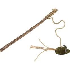 JOUET CANNE A PECHE MATATABI AVEC SOURIS HERBE A CHAT H25CM