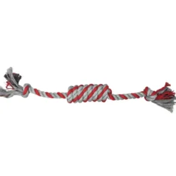 JOUET CORDE NOEUDS 19CM ROUGE GRIS