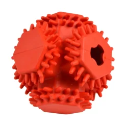 JOUET CUBE DISTRIBUTEUR FRIANDISES CAOUTCHOUC D.10CM ROUGE