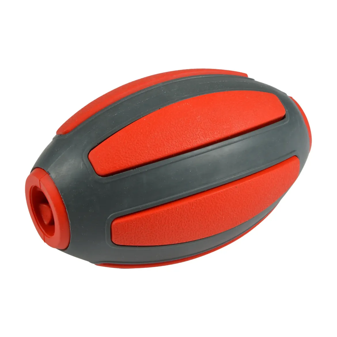 JOUET OVALE DISTRIBUTEUR FRIANDISES 10X6X6CM ROUGE GRIS