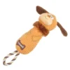 JOUET PELUCHE CHIEN ET POIGNEE SONORE 34CM BRUN