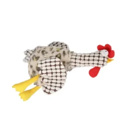 JOUET PELUCHE COQ SONORE 30CM BRUN BLANC