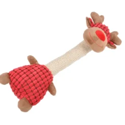 JOUET PELUCHE GIRAFE SONORE 32CM ROUGE