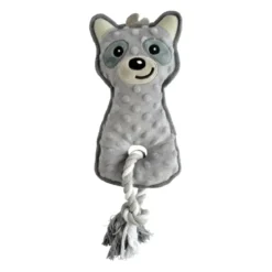 JOUET PELUCHE RATON LAVEUR SONORE ET CORDE 15X37CM