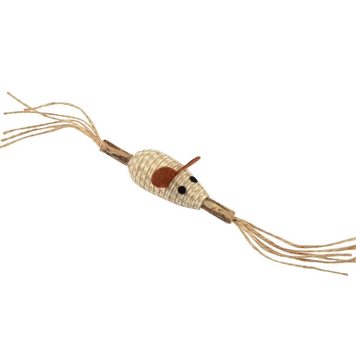 JOUET SOURIS CORDE SUR BATONNET MATATABI 3X12CM