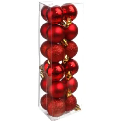 KIT 18 BOULES DE NOEL ROUGE 3CM