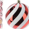 KIT 5 BOULES NOEL RAYE ROUGE ET BLANC D.8CM