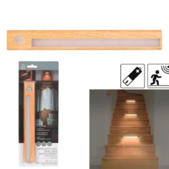 LAMPE EFFET BOIS DETECTEUR MOUVEMENT A PILES M12