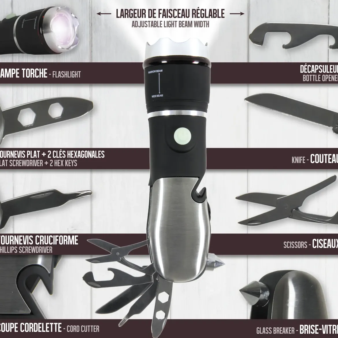 LAMPE TORCHE MULTIFONCTION 8 EN 1