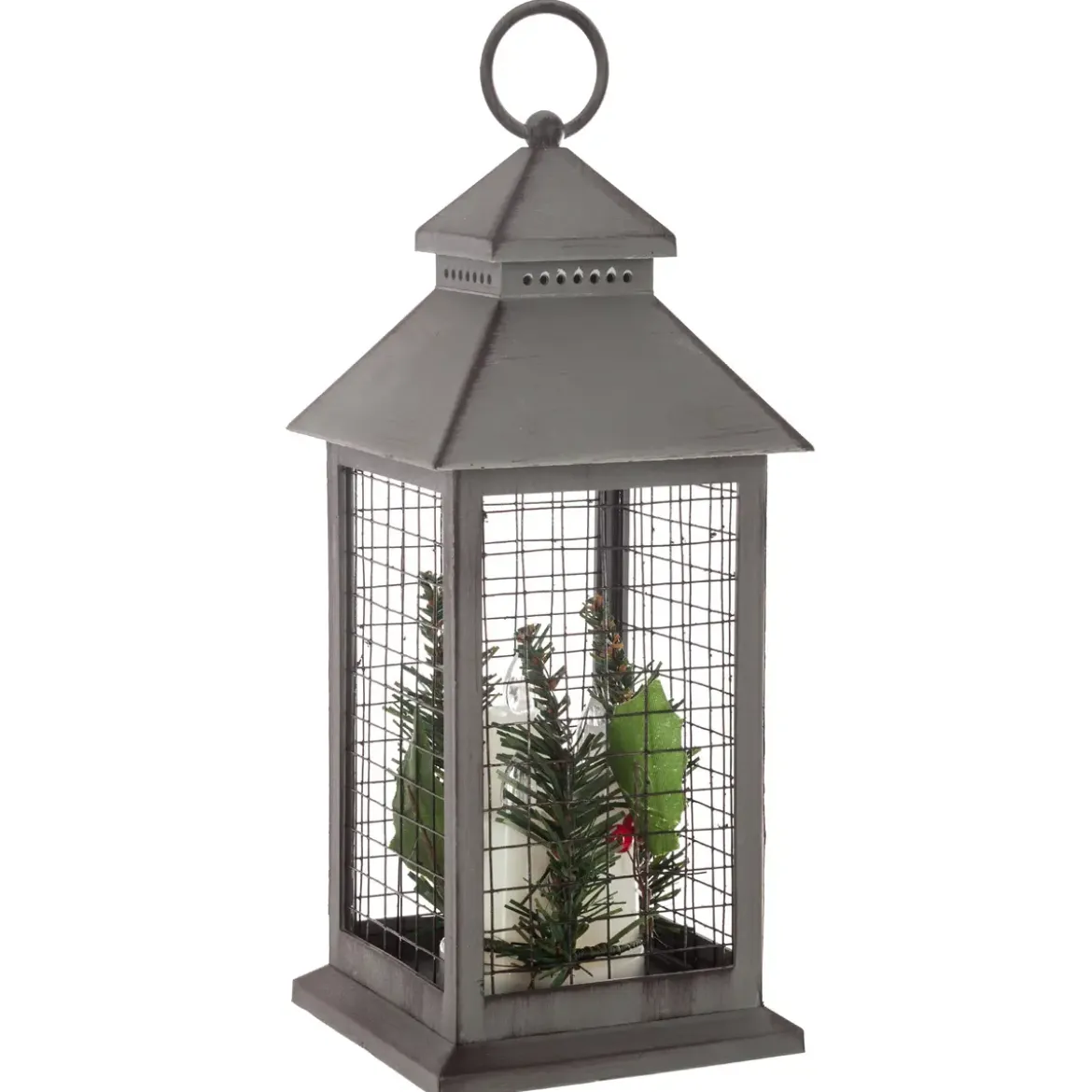 LANTERNE GRILLAGE 3 BOUGIES LEDS