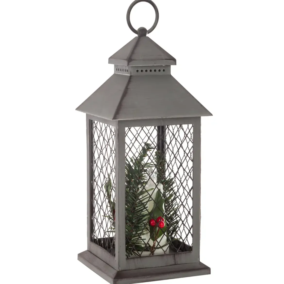 LANTERNE GRILLAGE 3 BOUGIES LEDS