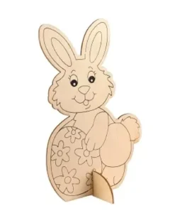 LAPIN BOIS PREDESSINE SUR SOCLE 22X14.5CM