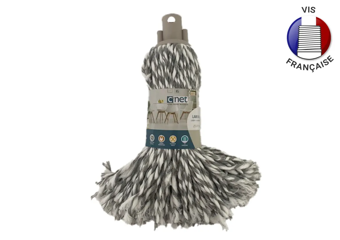 LAVE SOL COTON MICROFIBRE FRANGES 25CM VIS FRANCAISE