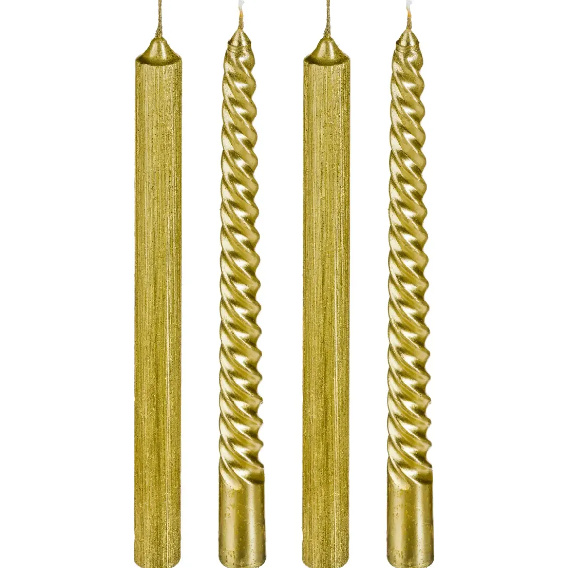 LOT 4 BOUGIES BATONS PAILLETEES OU TWIST 48G OR