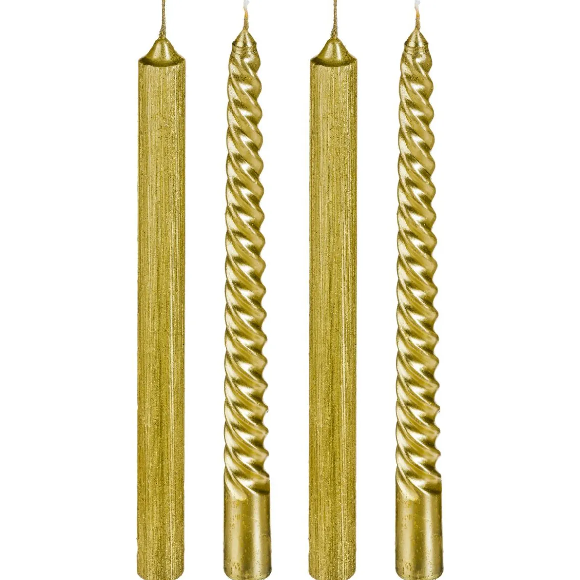 LOT 4 BOUGIES BATONS PAILLETEES OU TWIST 48G OR