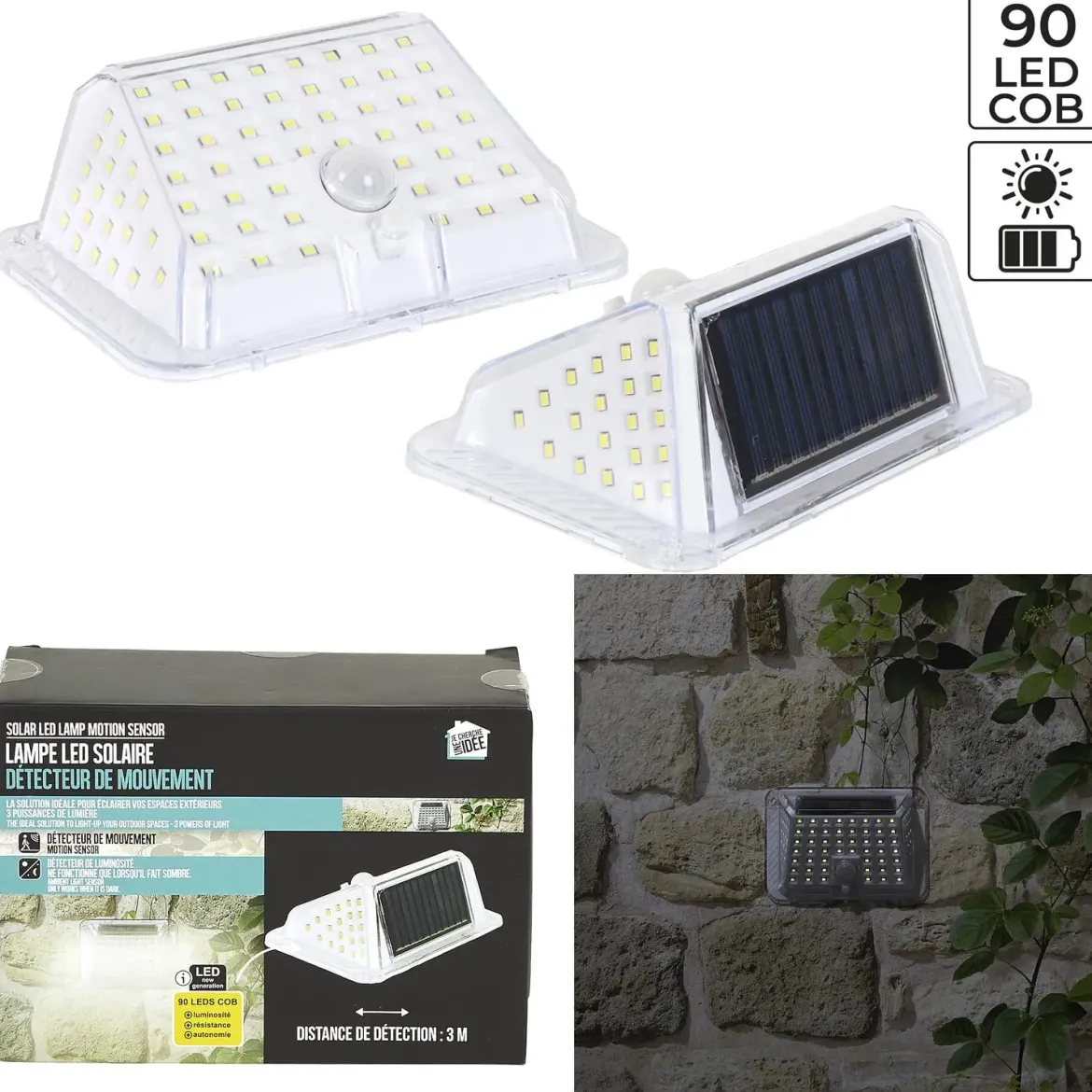 LUMINAIRE SOLAIRE 90 LEDS COB