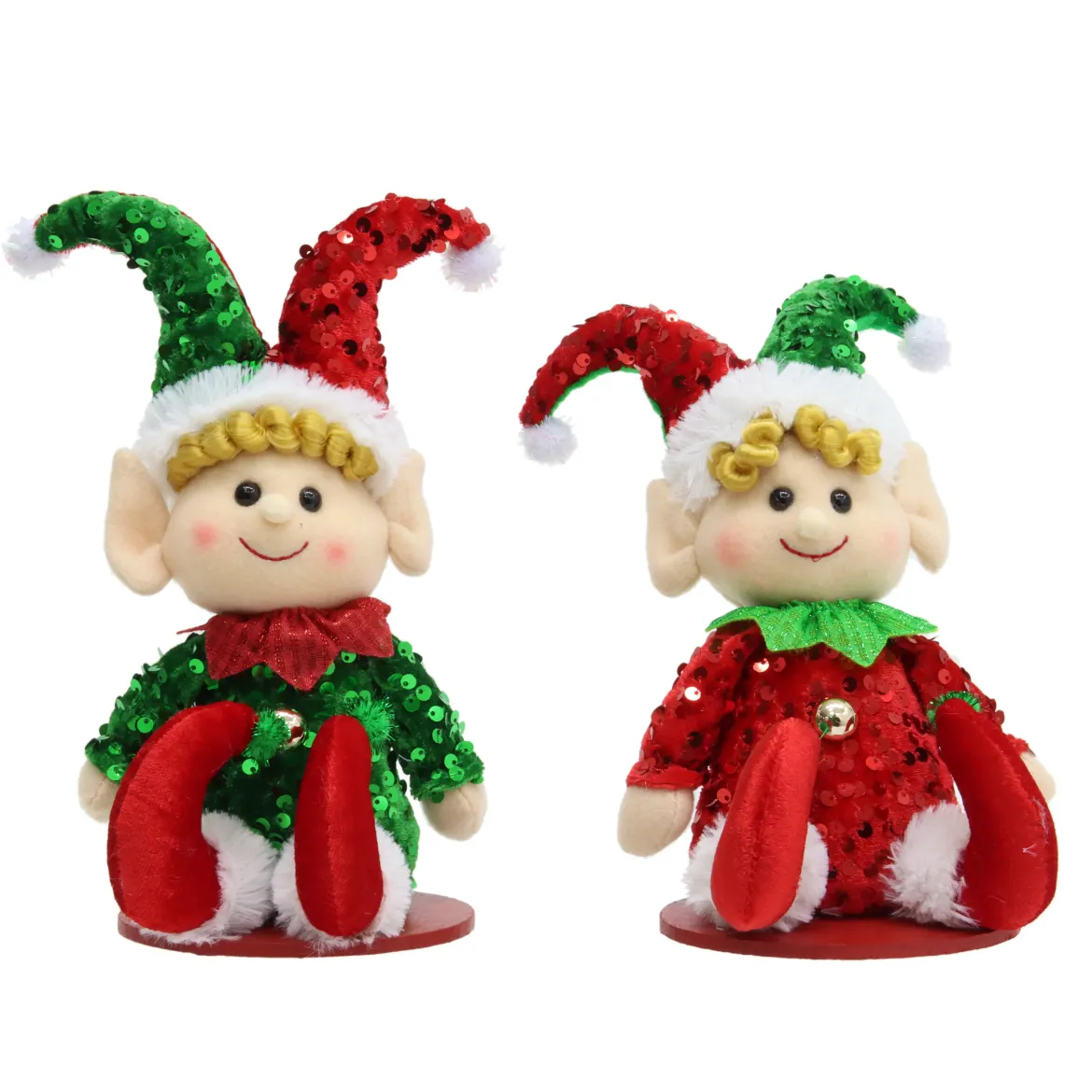 LUTIN A SUSPENDRE SEQUIN VERT ROUGE H.23CM