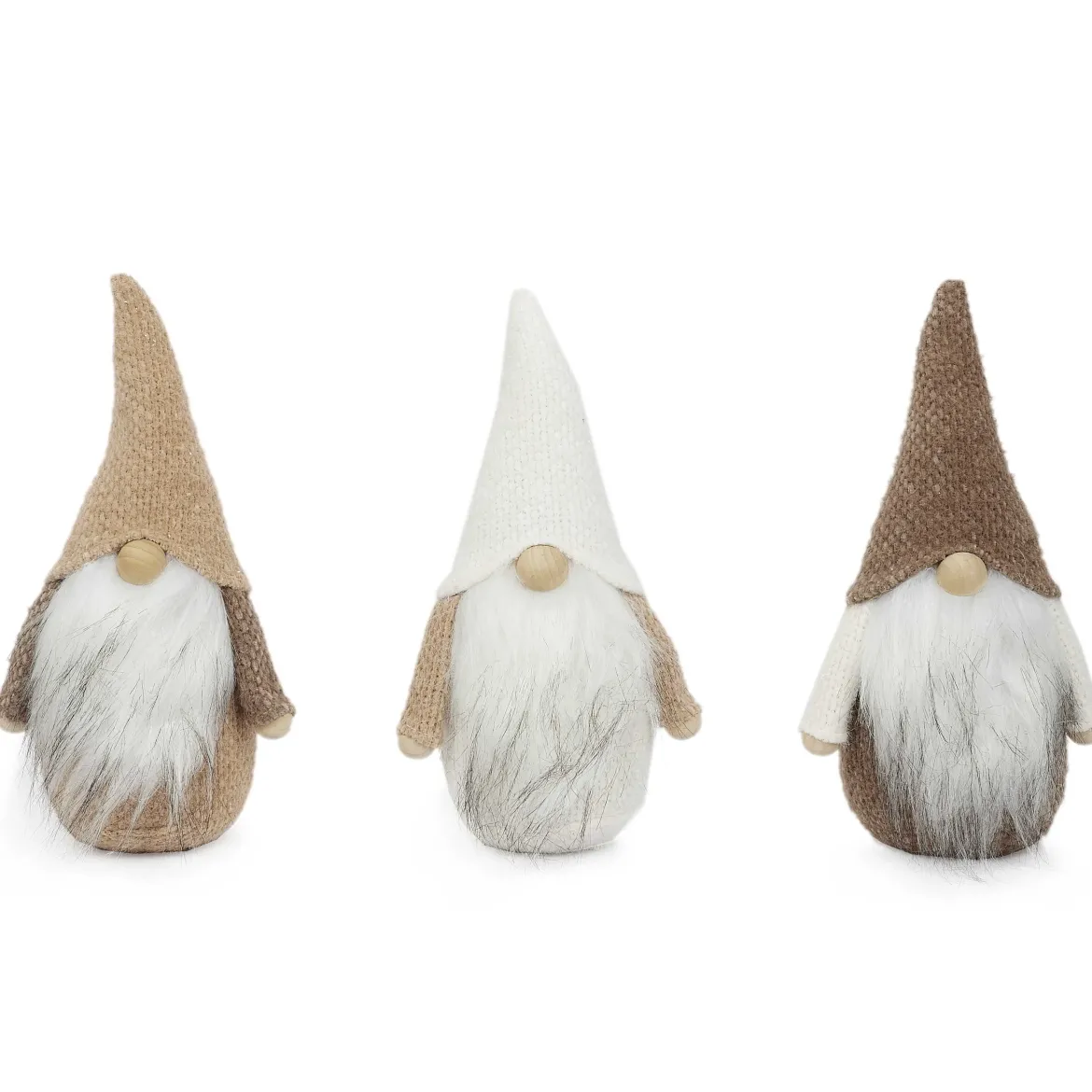 LUTIN NOEL TEXTILE TONS NATURELS H.22CM