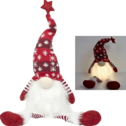 LUTIN ROUGE ASSIS LED H.76CM