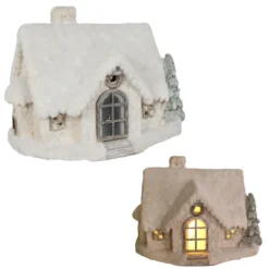 MAISON ENNEIGEE FIBRE ARGILE AVEC LED 39X25X28.5CM