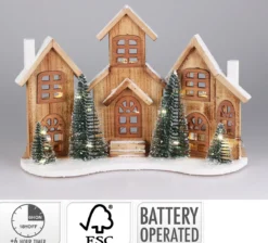 MAISONS AVEC LED 38X27CM
