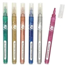6 MARQUEURS PEINTURE ACRYLIQUE HAUTE PIGMENTATION PAILLETTES