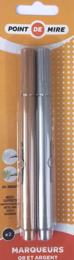 2 MARQUEURS PERMANENTS OR ARGENT