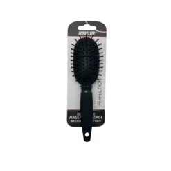 MINI BROSSE DE SAC OVALE PICOTS PERLES NOIR MAT
