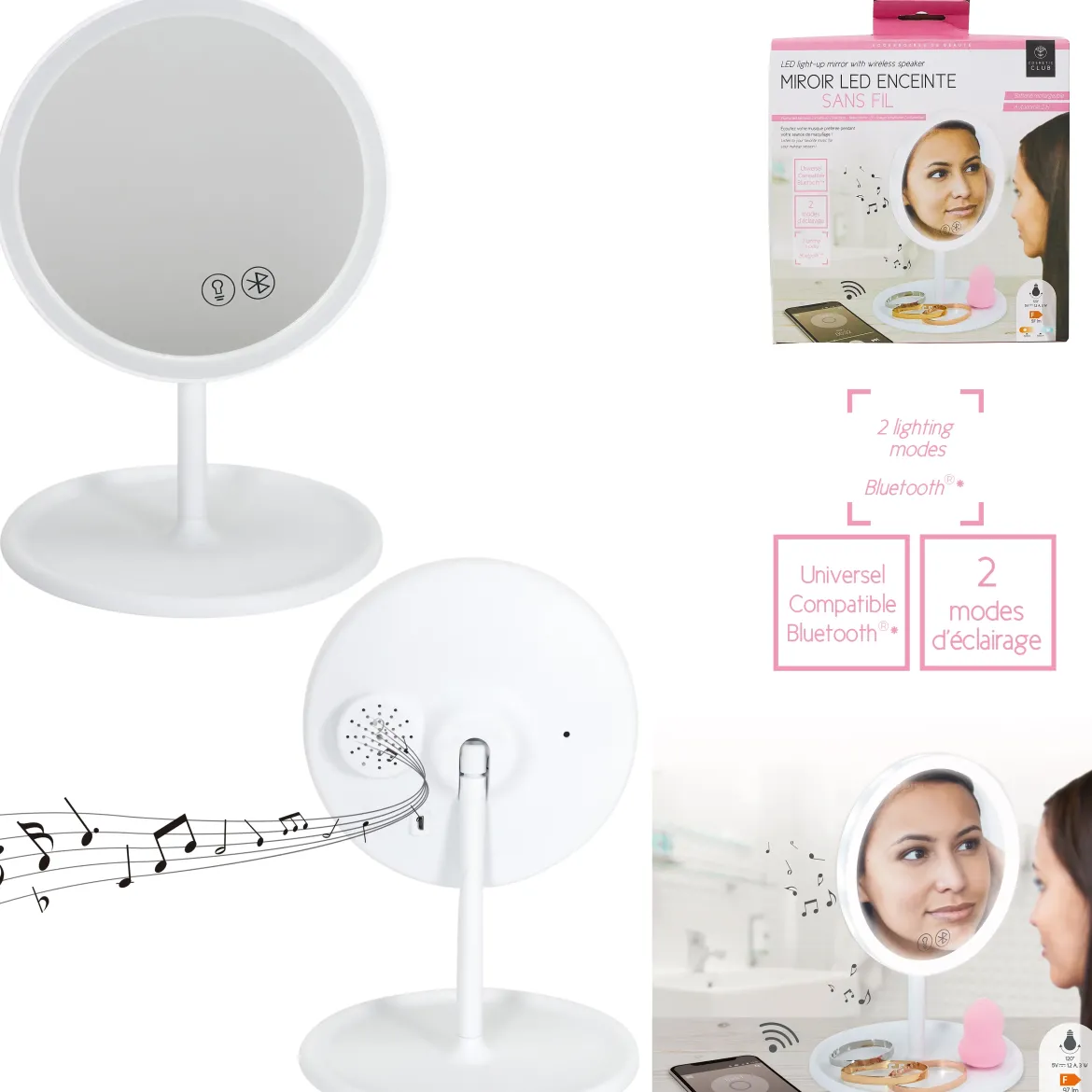 MIROIR LED LUMINEUX ENCEINTE CONNECTEE